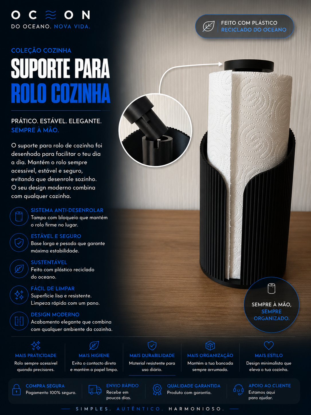 Suporte para rolo cozinha
