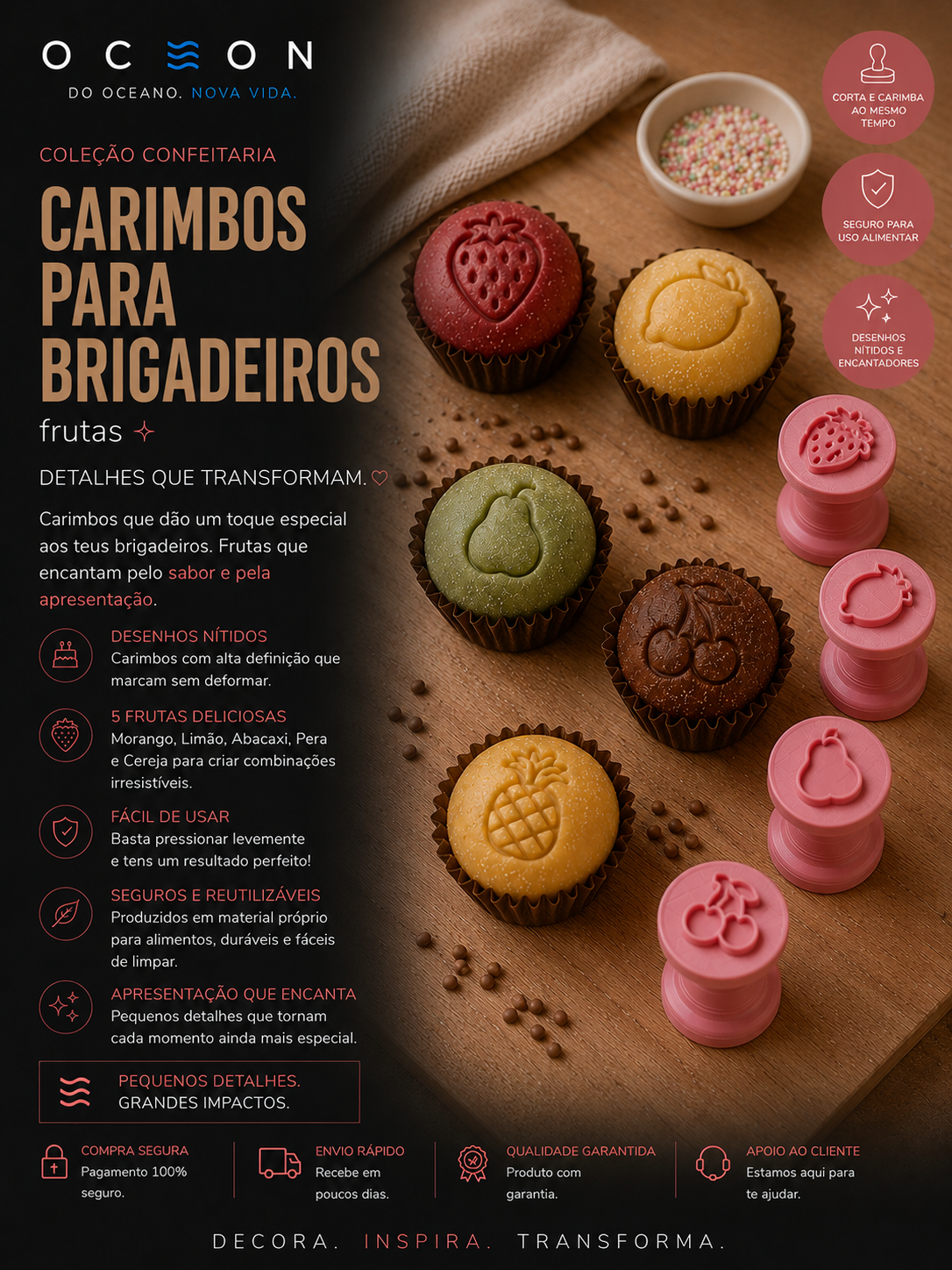 Carimbos para Brigadeiros: Frutas