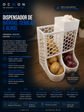 Dispensador de batatas, cebolas e alhos
