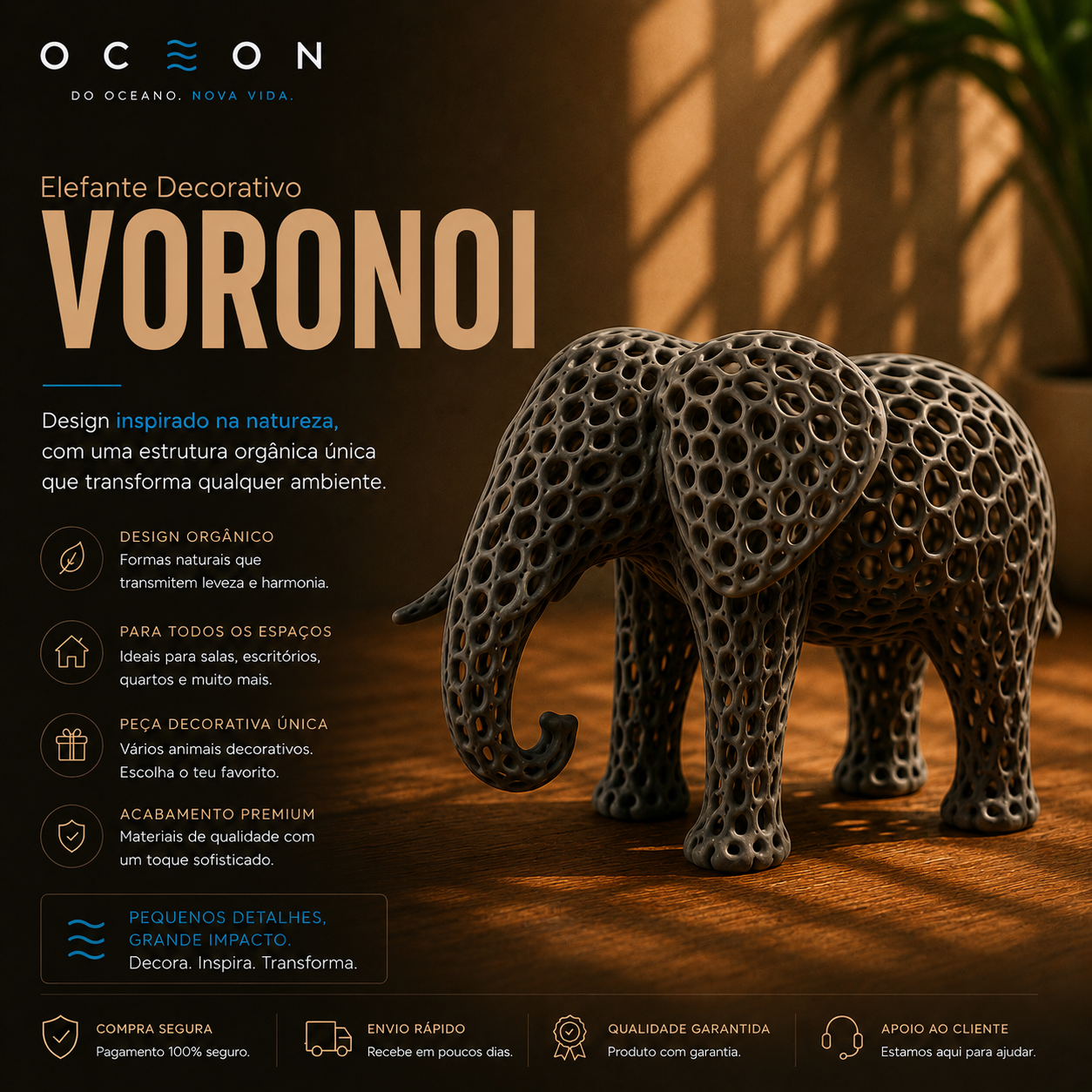 Elefante Decorativo Voronoi